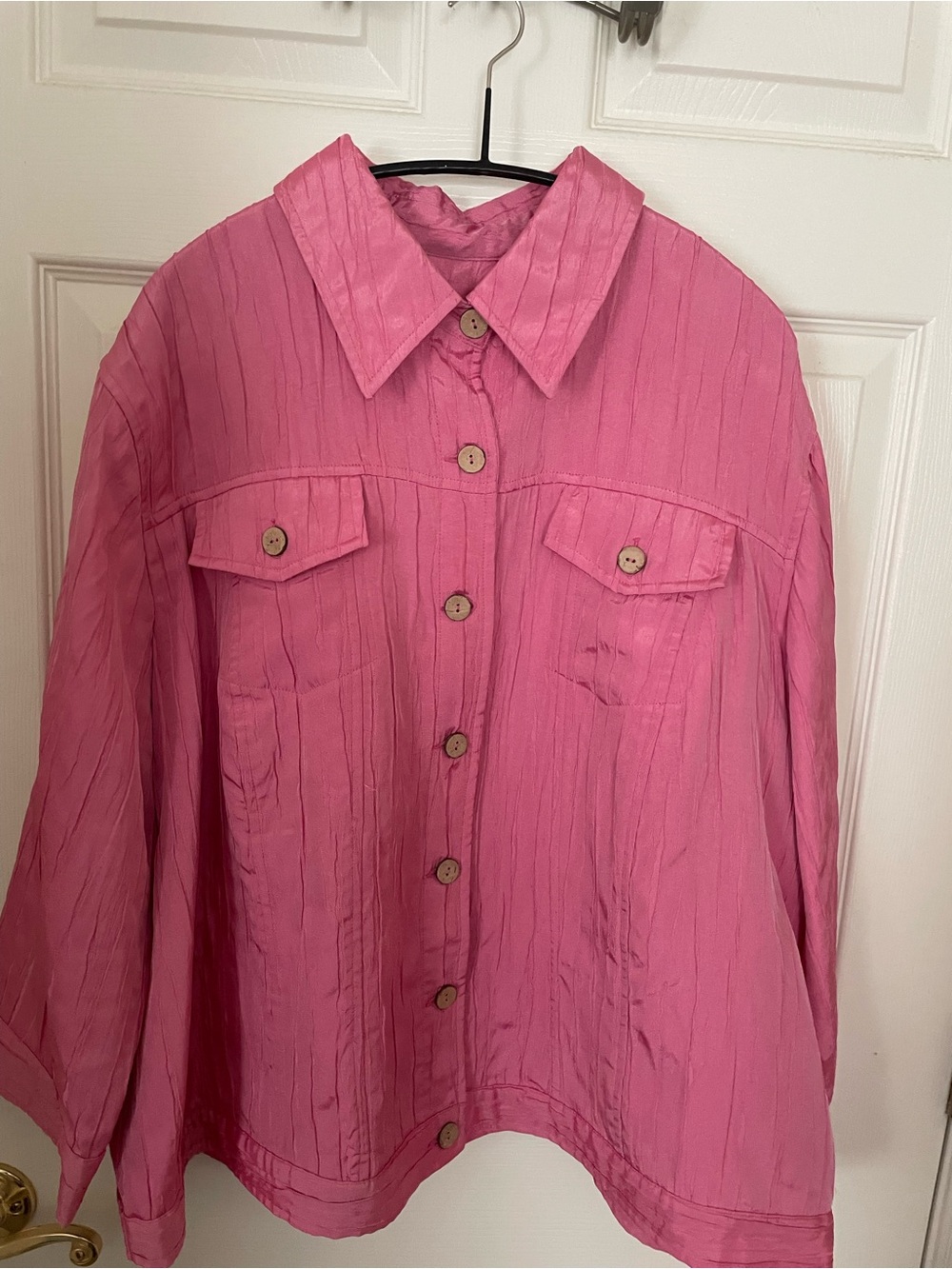 Ruby Rd. Bright Pink Button-Front Shirt Jacket